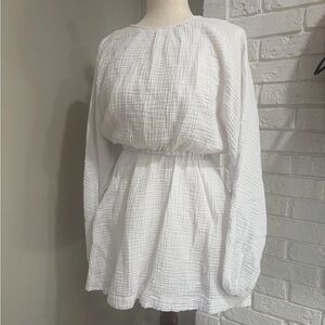 Every White Long-Sleeve Mini Dress with open back